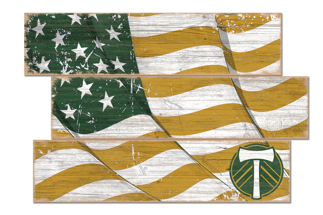 Portland Timbers Flag 3 Plank Wood Sign