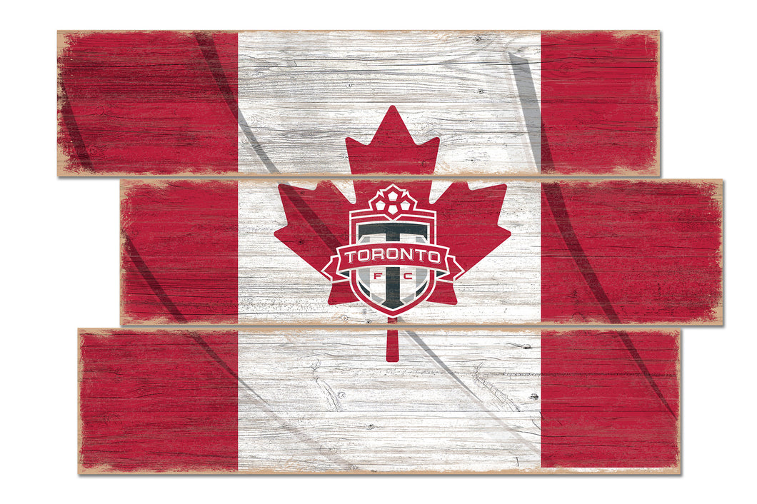 Toronto FC Flag 3 Plank Wood Sign