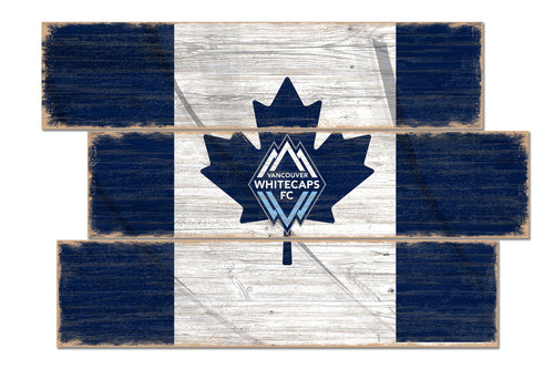 Vancouver Whitecaps Flag 3 Plank Wood Sign