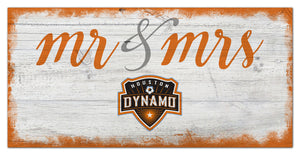 Houston Dynamo Mr. & Mrs. Script Wood Sign - 6"x12"