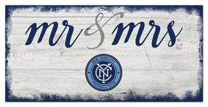 New York City FC Mr. & Mrs. Script Wood Sign - 6"x12"