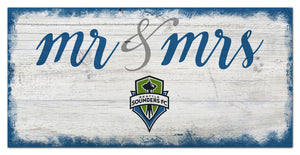 Seattle Sounders Mr. & Mrs. Script Wood Sign - 6"x12"