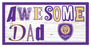 Orlando City Awesome Dad Wood Sign - 6"x12"