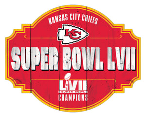 Kansas City Chiefs Super Bowl LVII Champions Wood Tavern Sign -12"