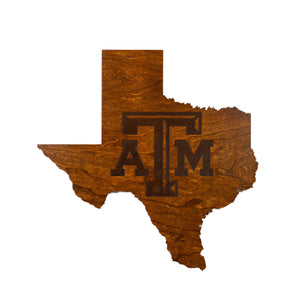 Texas A&M - Wall Hanging - State Map - Block TAM - Large Size