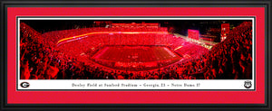 Georgia Bulldogs Football Red Lights at Sanford Stadium Panoramic Picture
