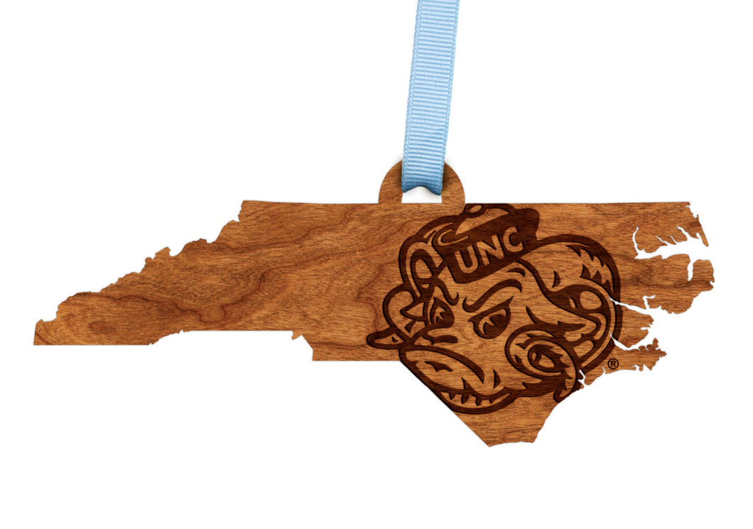 North Carolina Tar Heels Rames Wood Ornament with State