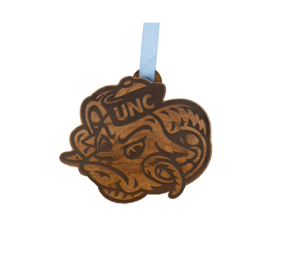 North Carolina Tar Heels Rameses Wood Ornament