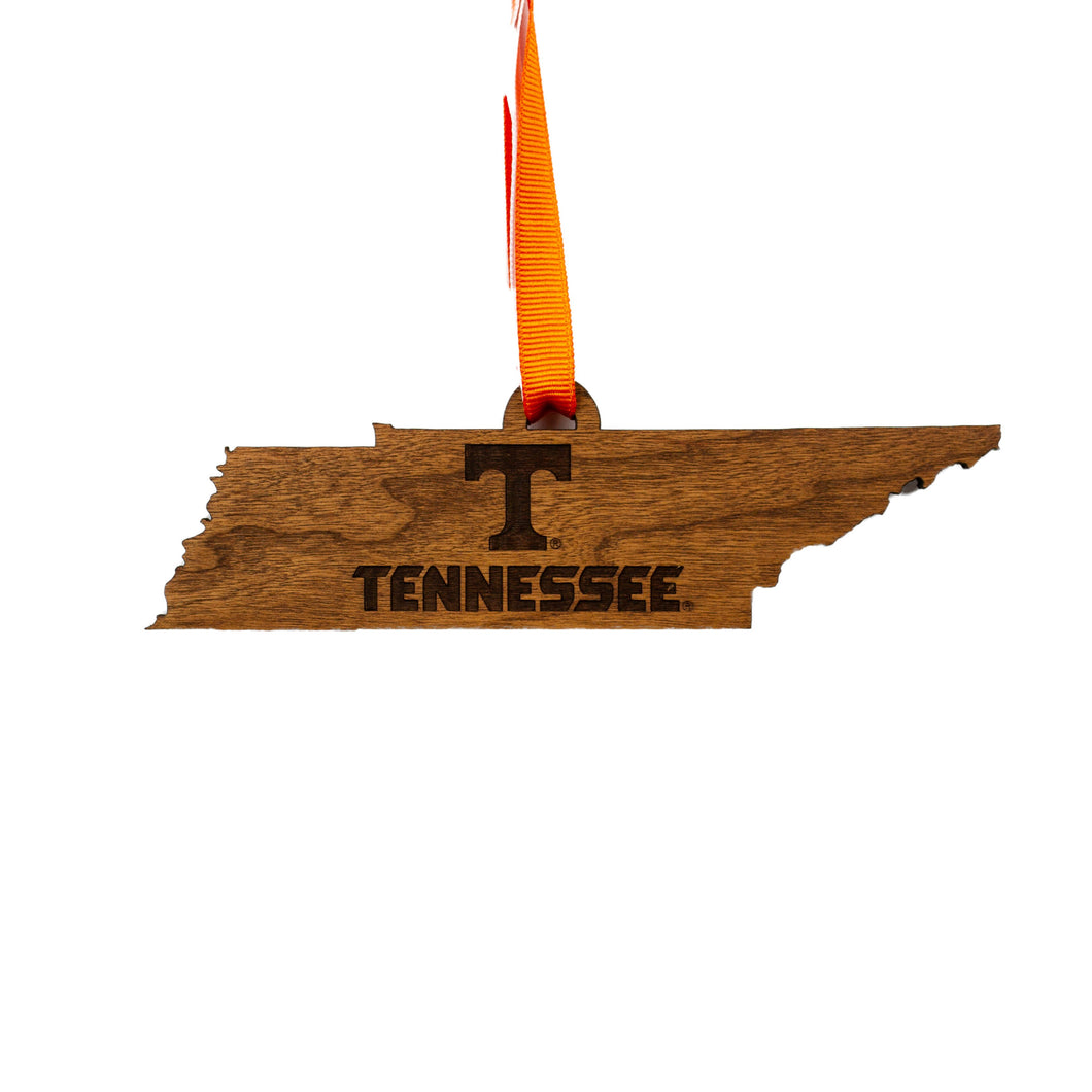 Tennessee Volunteers Wood Ornament with State Map