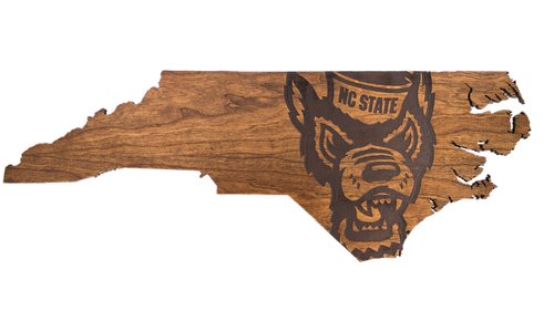 NC State - Wall Hanging - State Map - Tuffy Head - Standard Size
