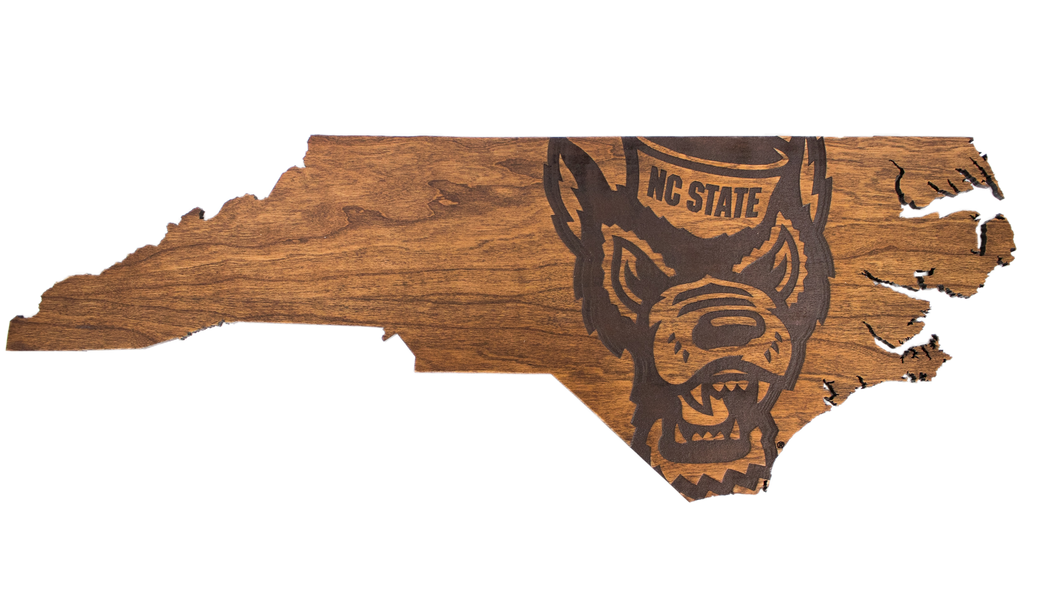NC State - Wall Hanging - State Map - Tuffy Head - Standard Size