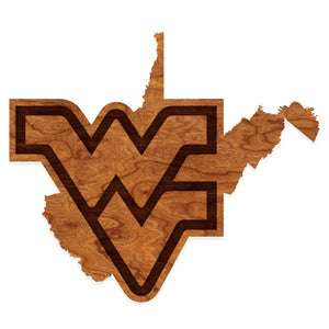 West Virginia Mountaineers Wood Wall Hanging - Flying WV State Map