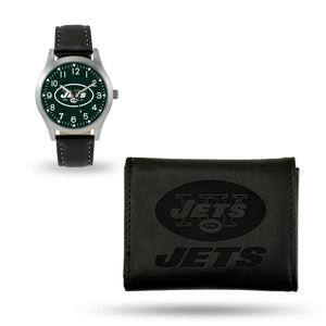 New York Jets Black Wallet & Watch Set