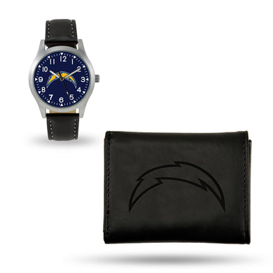 Los Angeles Chargers Black Wallet & Watch Set