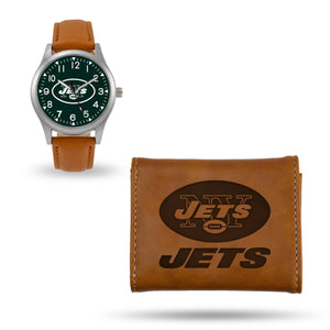 New York Jets Brown Wallet & Watch Set