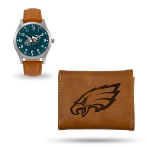 Philadelphia Eagles Brown Wallet & Watch Set