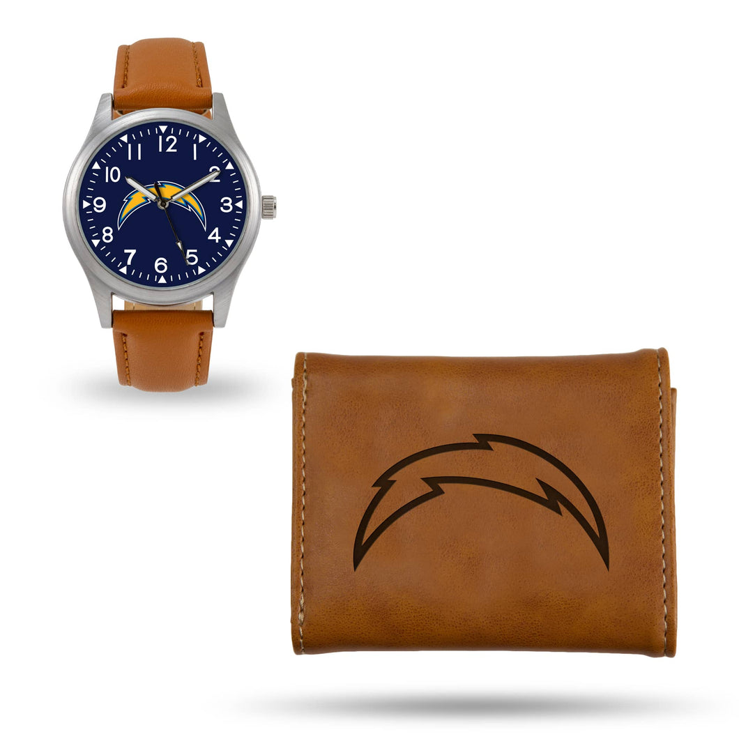 Los Angeles Chargers Brown Wallet & Watch Set