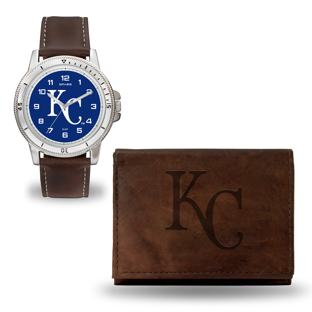 Kansas City Royals Mens Black Watch and Wallet Set