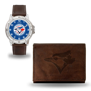 Toronto Blue Jayes Mens Black Watch and Wallet Set