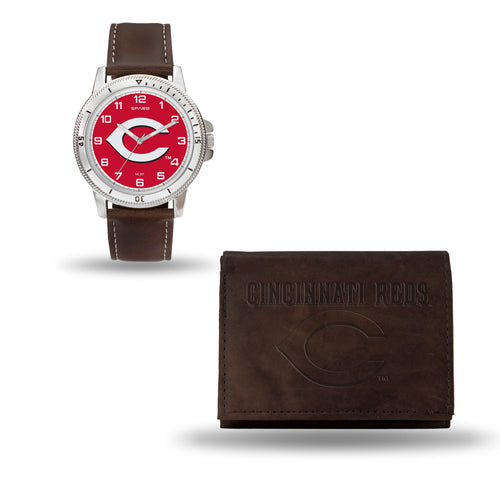 Cincinnati Reds Mens Brown Watch and Wallet Set