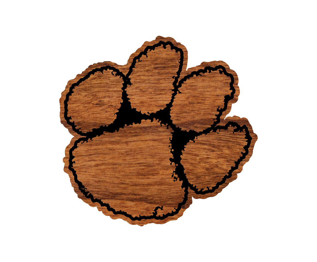 Clemson Tigers Wood Wall Hanging - Tiger Paw Cutout - Standard Size