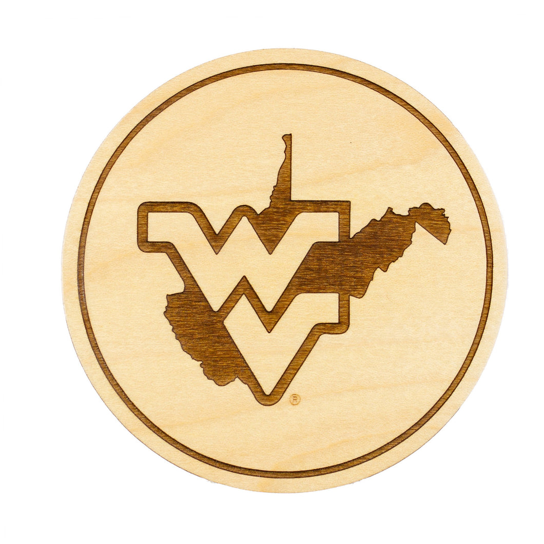 West Virginia Mountaineers Maple Coaster Set