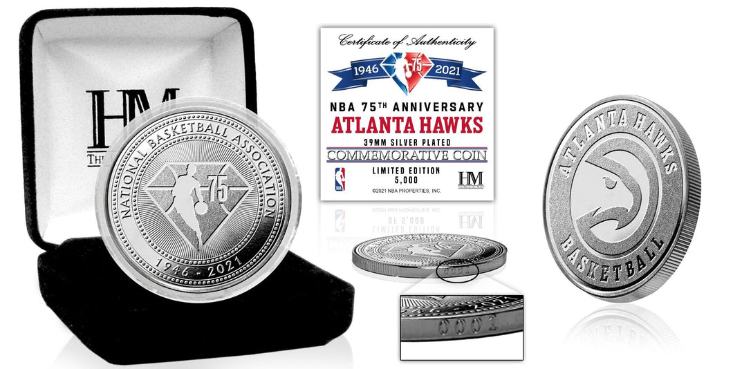 Atlanta Hawks NBA 75th Anniversary Silver Mint Coin