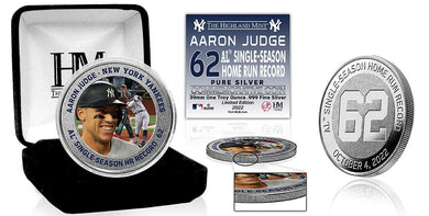 Aaron Judge New York Yankees AL Single Season Home Run Record 62 Silver Coin