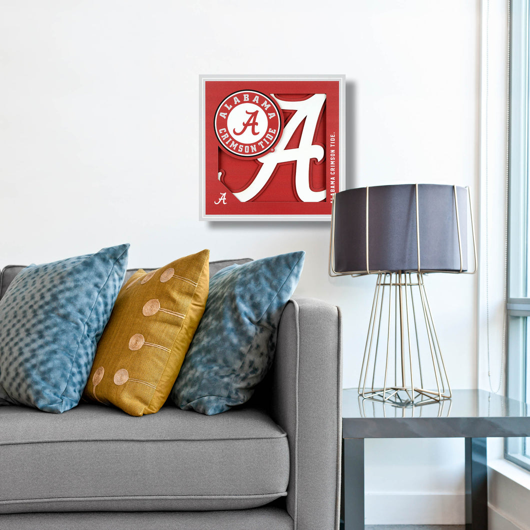 Alabama Crimson Tide 3D Logo Series Wall Art - 12