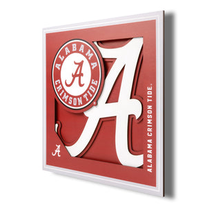 Alabama Crimson Tide 3D Logo Series Wall Art - 12"x12"
