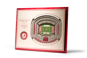 NCAA football memorabilia Alabama Bryant-Denny Stadium 3D wall art from Sports Fanz