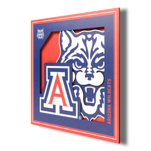 Arizona Wildcats 3D Logo Series Wall Art - 12"x12"