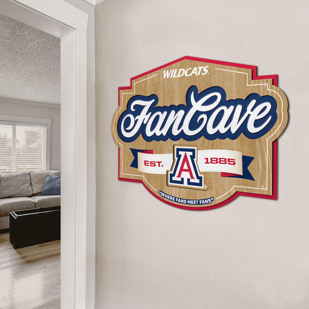 Arizona Wildcats 3D Fan Cave Wood Sign
