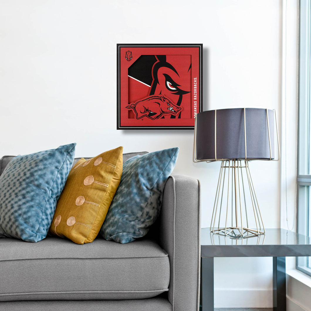 Arkansas Razorbacks 3D Logo Series Wall Art - 12