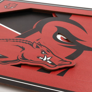 Arkansas Razorbacks 3D Logo Series Wall Art - 12"x12"