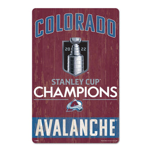 Colorado Avalanche 2022 Stanley Cup Champions Wooded Sign - 11'' x 17'