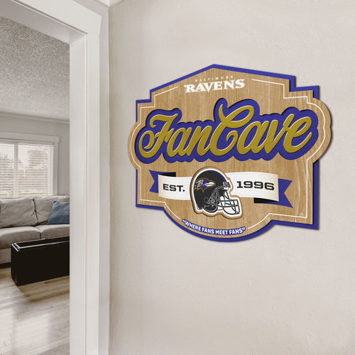 Baltimore Ravens 3D Fan Cave Wood Sign