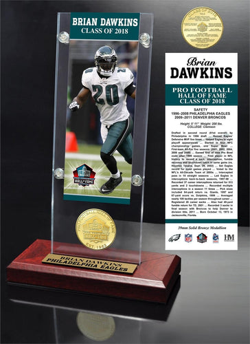 Brian Dawkins Philadelphia Eagles 2018 Pro Football HOF Induction Ticket & Bronze Coin Acrylic Desk Top