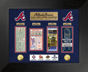 Atlanta Braves 4 Time World Series Champions Deluxe Gold Coin & Ticket Collection
