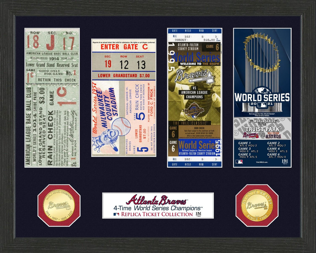 Atlanta Braves 4 Time World Series Ticket Collection