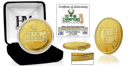 Milwaukee Bucks 2021 NBA Champions Gold Mint Coin