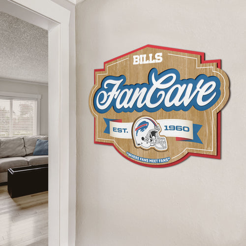 Buffalo Bills 3D Fan Cave Wood Sign