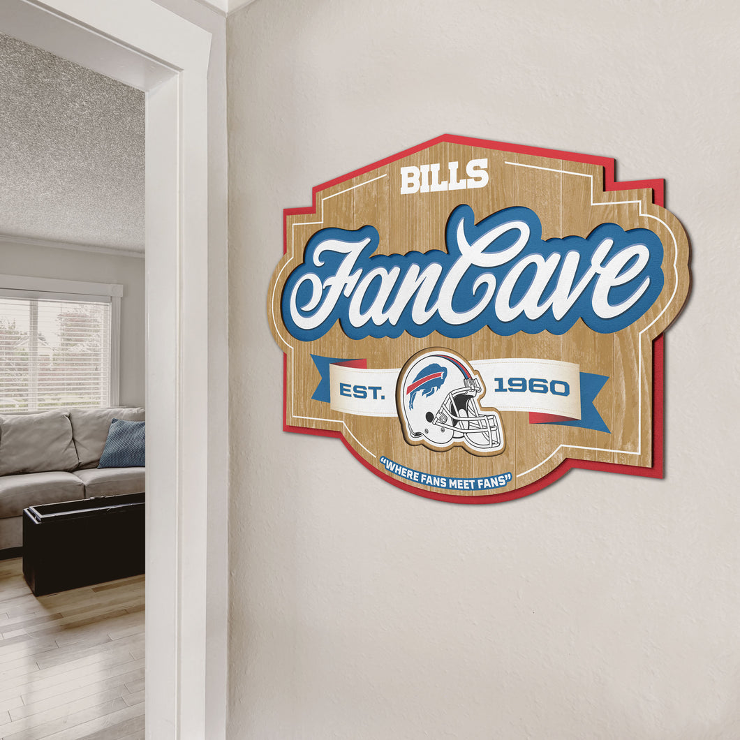 Buffalo Bills 3D Fan Cave Wood Sign