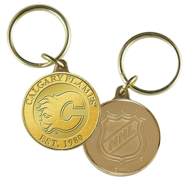 Calgary Flames Bronze Team Keychain