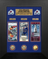 Colorado Avalanche 3x Stanley Cup Champions Deluxe Gold Coin & Ticket Collection