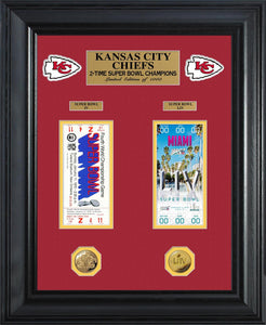 Kansas City Chiefs 2-Time Super Bowl Champions Deluxe Gold Coin & Ticket Collection