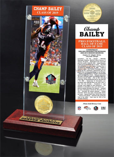 Champ Bailey Denver Broncos Hall Of Fame 2019 Bronze Coin Acrylic Desk