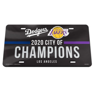 LA Dodgers & LA Lakers City of Champions Acrylic License Plate