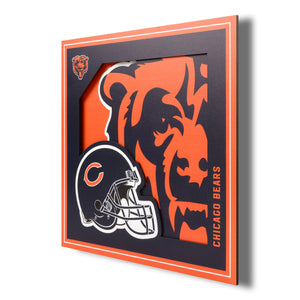 Chicago Bears 3D Logo Series Wall Art - 12"x12"