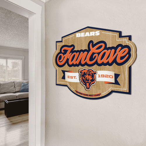 Chicago Bears 3D Fan Cave Wood Sign